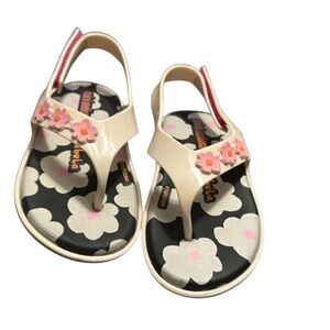 Mini Melissa Cream Jelly Sandal Sole with Embossed Logo